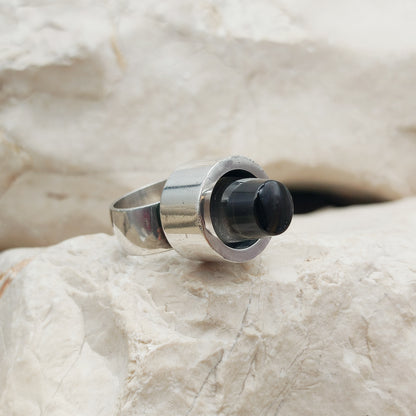 Vintage Sterling Silver Ring with Smoky Quartz Cone by Karl Gustav Hansen for Hans Hansen