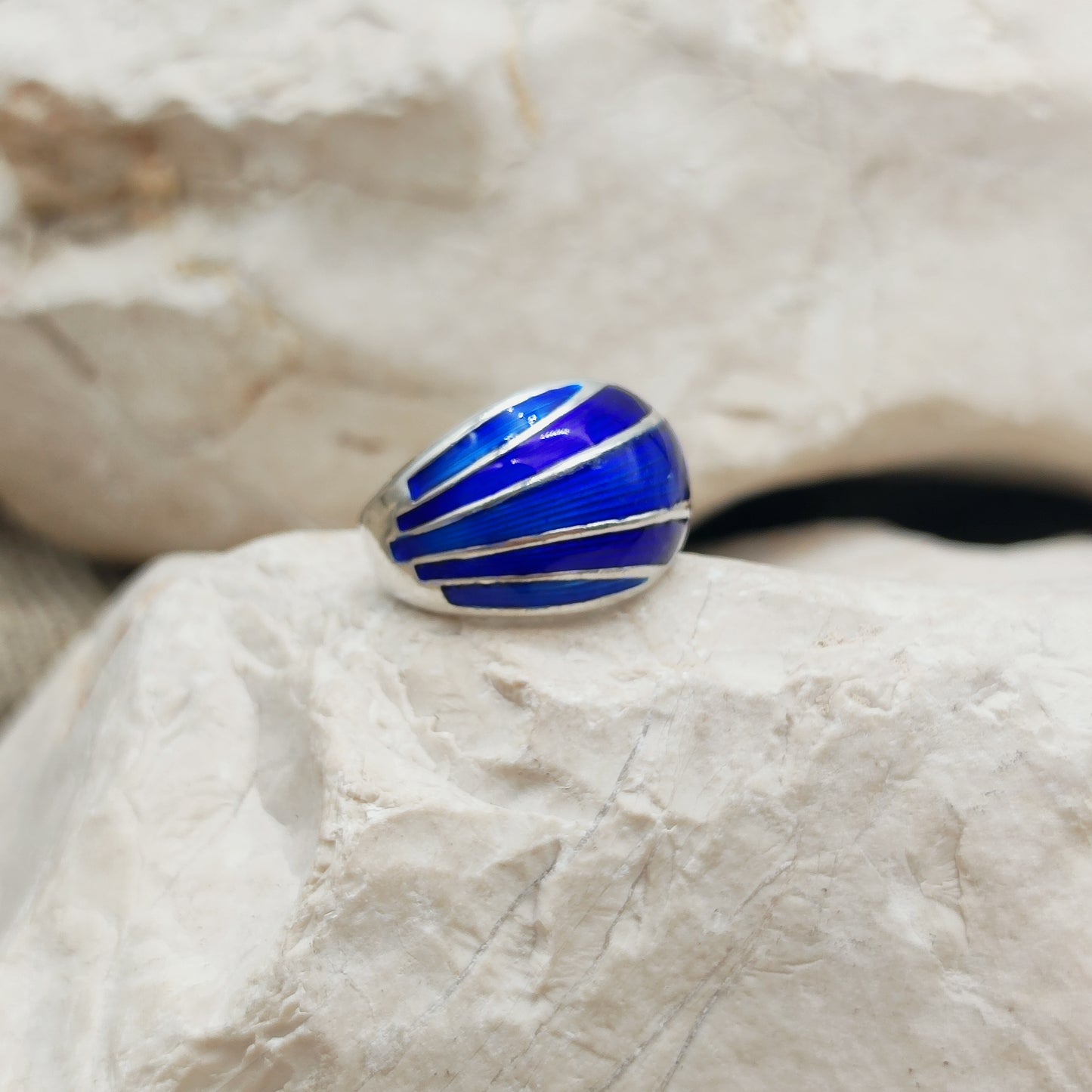 David Andersen Sterling Silver Blue Enamel Ring