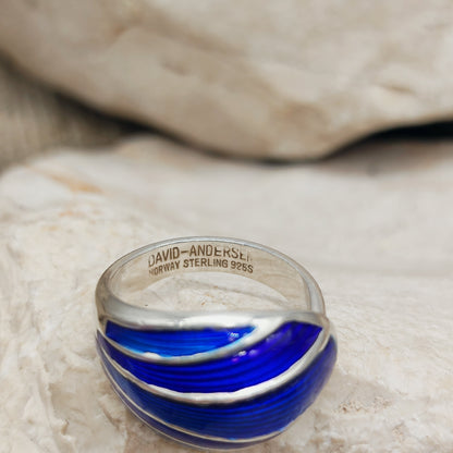 David Andersen Sterling Silver Blue Enamel Ring