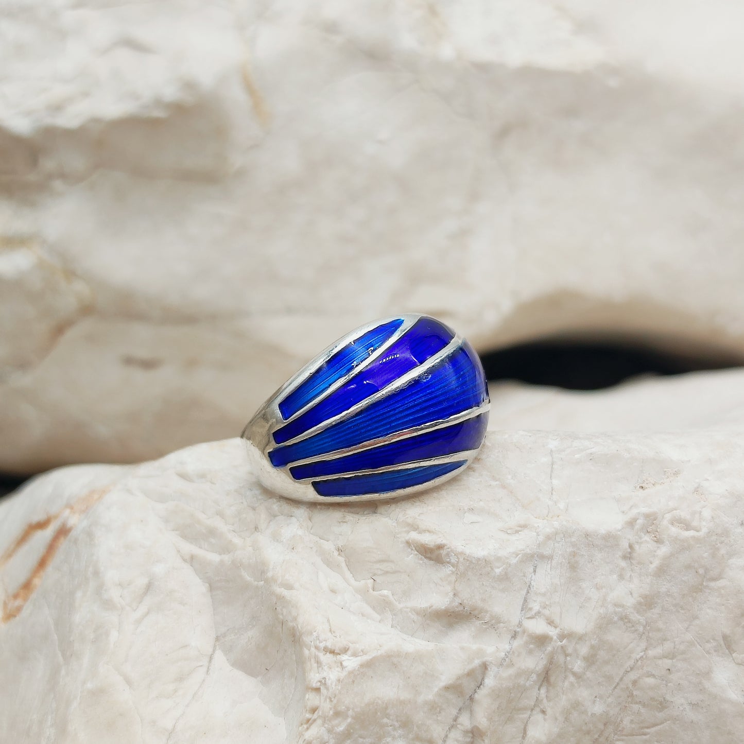 David Andersen Sterling Silver Blue Enamel Ring