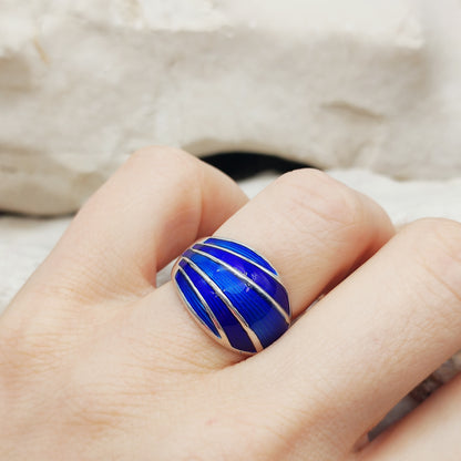 David Andersen Sterling Silver Blue Enamel Ring