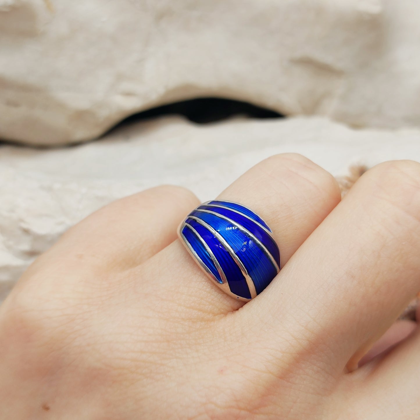 David Andersen Sterling Silver Blue Enamel Ring