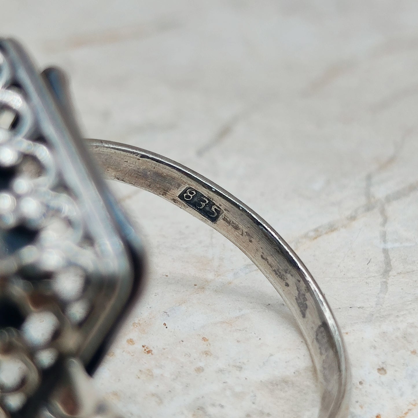 Vintage Interbellum Blue Spinel Silver Ring