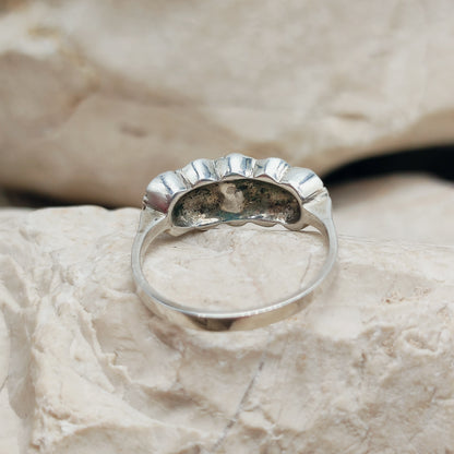 Art Deco silver ring with Coral