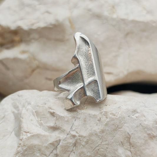 Vintage Lapponia Tucana ring in zilver, ontwerp van Björn Weckström uit 1987