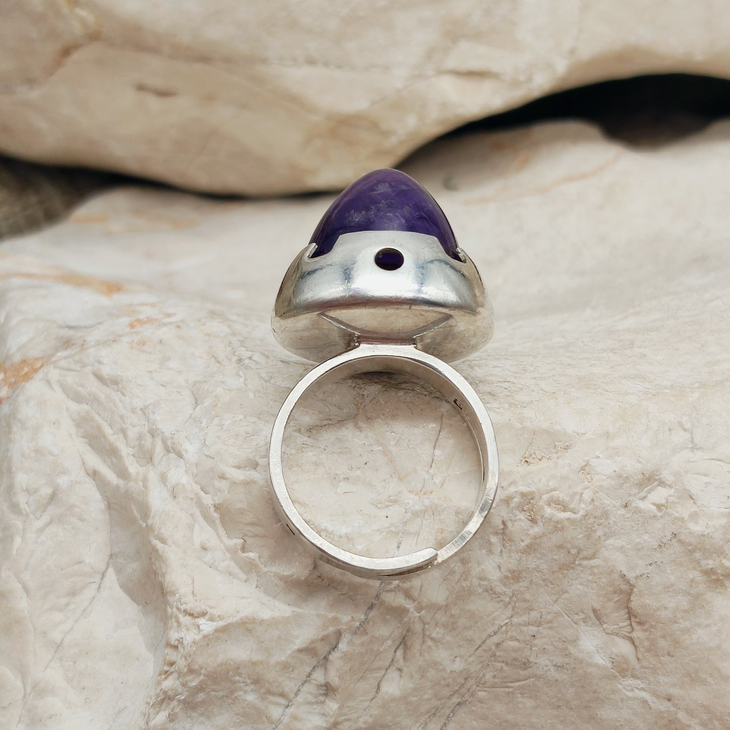 Vintage Amethyst Dome Silver Ring, Finland