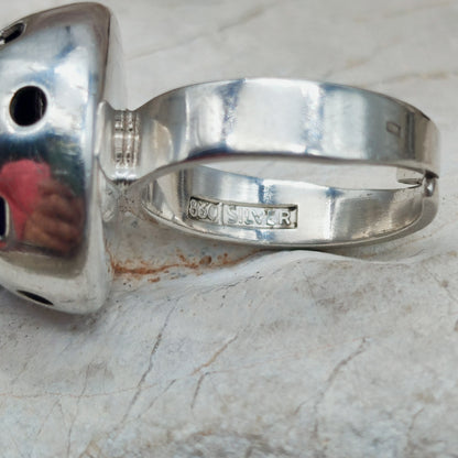 Vintage Amethyst Dome Silver Ring, Finland