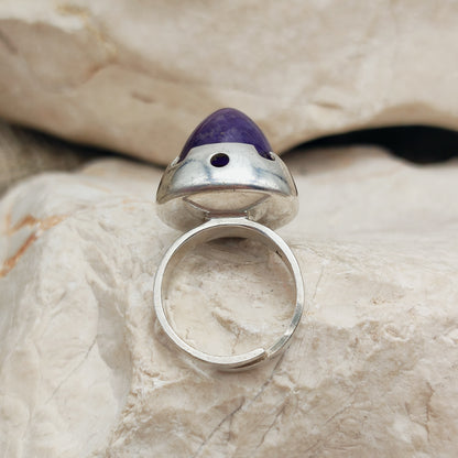 Vintage Amethyst Dome Silver Ring, Finland