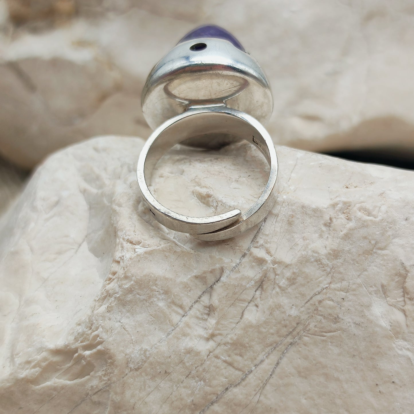 Vintage Amethyst Dome Silver Ring, Finland