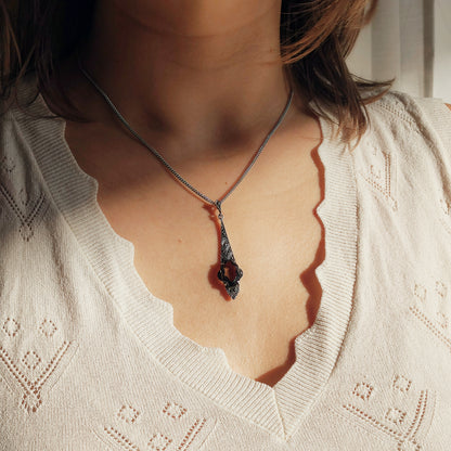 Art Deco Silver Pendant with Smoky Quartz - In the Flow