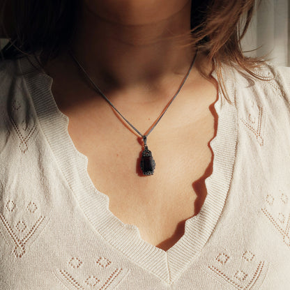 Art Deco Silver Pendant with Smoky Quartz - Crisp Lines