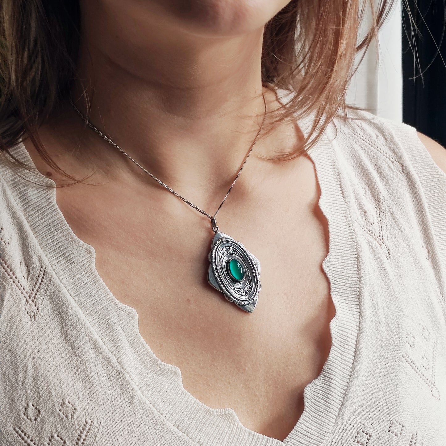 Vintage Art Deco Silver Flower pendant