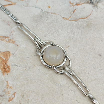 Vintage Silver Bracelet by Reggers with Chalcedony Cabochon (1934–1954)