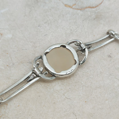 Vintage Silver Bracelet by Reggers with Chalcedony Cabochon (1934–1954)