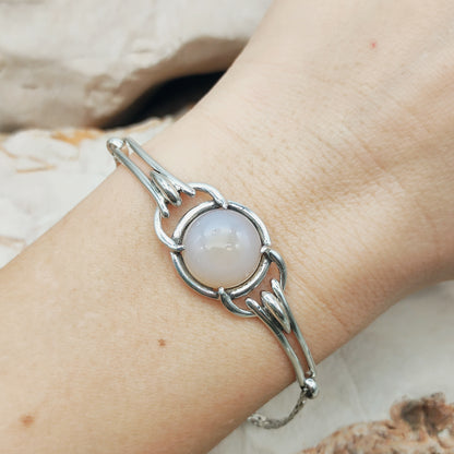 Vintage Silver Bracelet by Reggers with Chalcedony Cabochon (1934–1954)