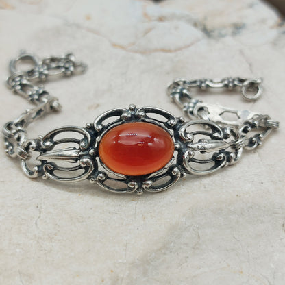 Vintage Silver Bracelet by Reggers with Carnelian (1934–1954)