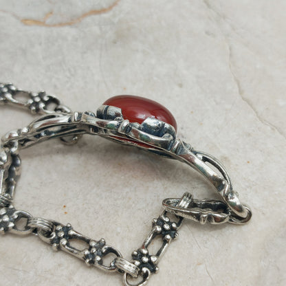 Vintage Silver Bracelet by Reggers with Carnelian (1934–1954)