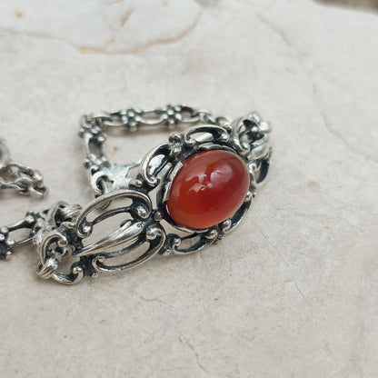 Vintage Silver Bracelet by Reggers with Carnelian (1934–1954)