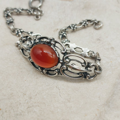 Vintage Silver Bracelet by Reggers with Carnelian (1934–1954)