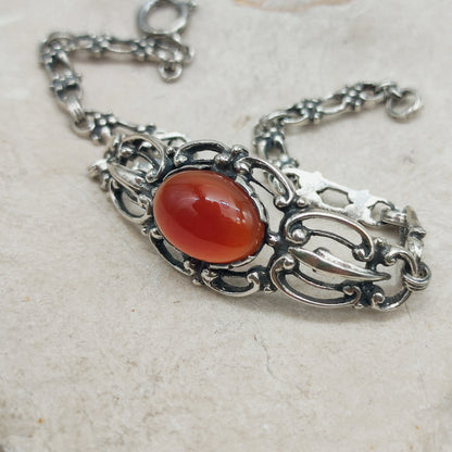 Vintage Silver Bracelet by Reggers with Carnelian (1934–1954)