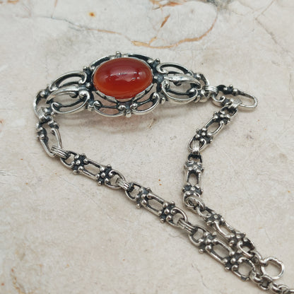 Vintage Silver Bracelet by Reggers with Carnelian (1934–1954)