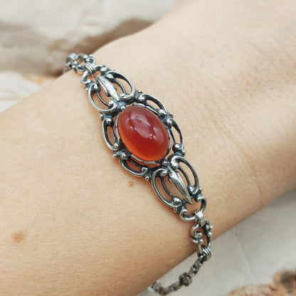 Vintage Silver Bracelet by Reggers with Carnelian (1934–1954)