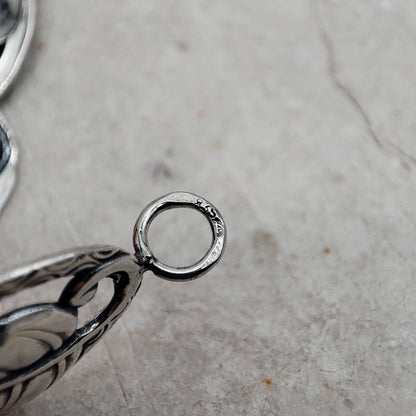 Vintage Art Deco Silver Bracelet with Leaf Panels