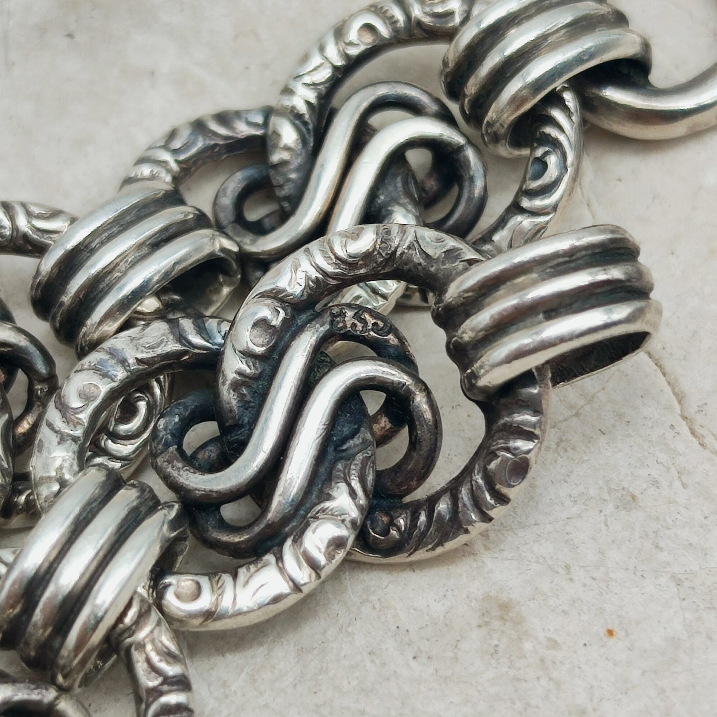 Art Deco Silver Bracelet with Three Citrines