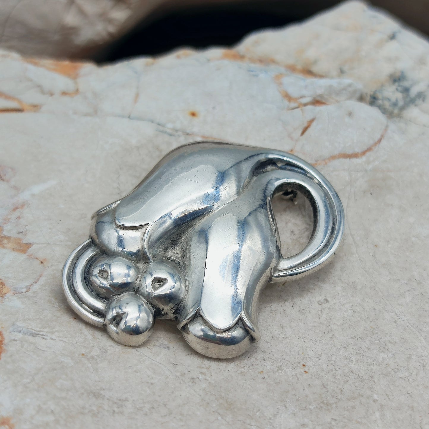 Silver Tulip Brooch by Georg Jensen