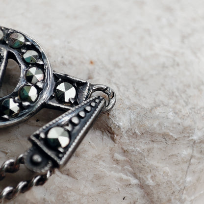 Art Deco Silver Pendant with Smoky Quartz - Crisp Lines