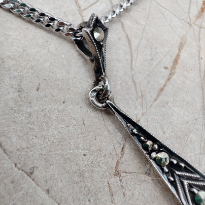 Art Deco Silver Pendant with Smoky Quartz - In the Flow