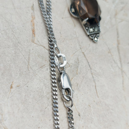 Art Deco Silver Pendant with Smoky Quartz - In the Flow