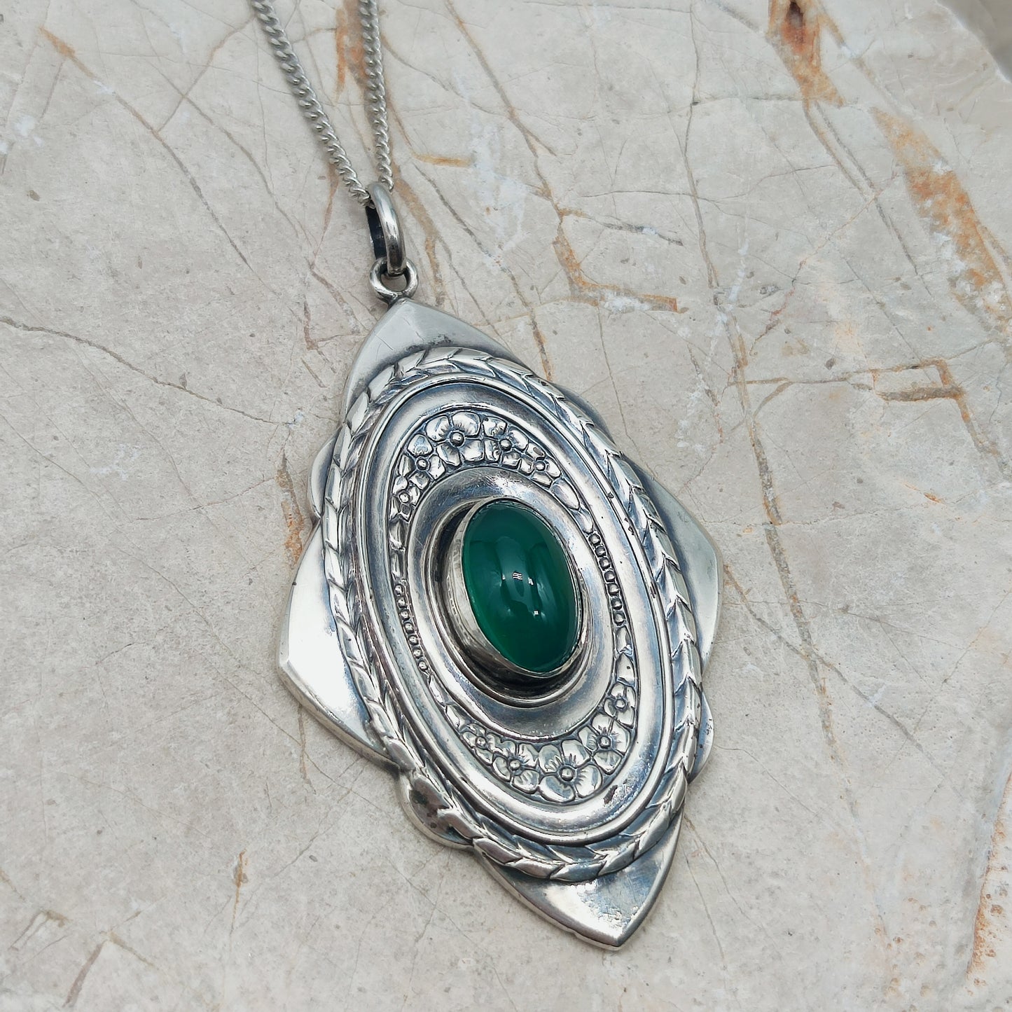 Vintage Art Deco Silver Flower pendant