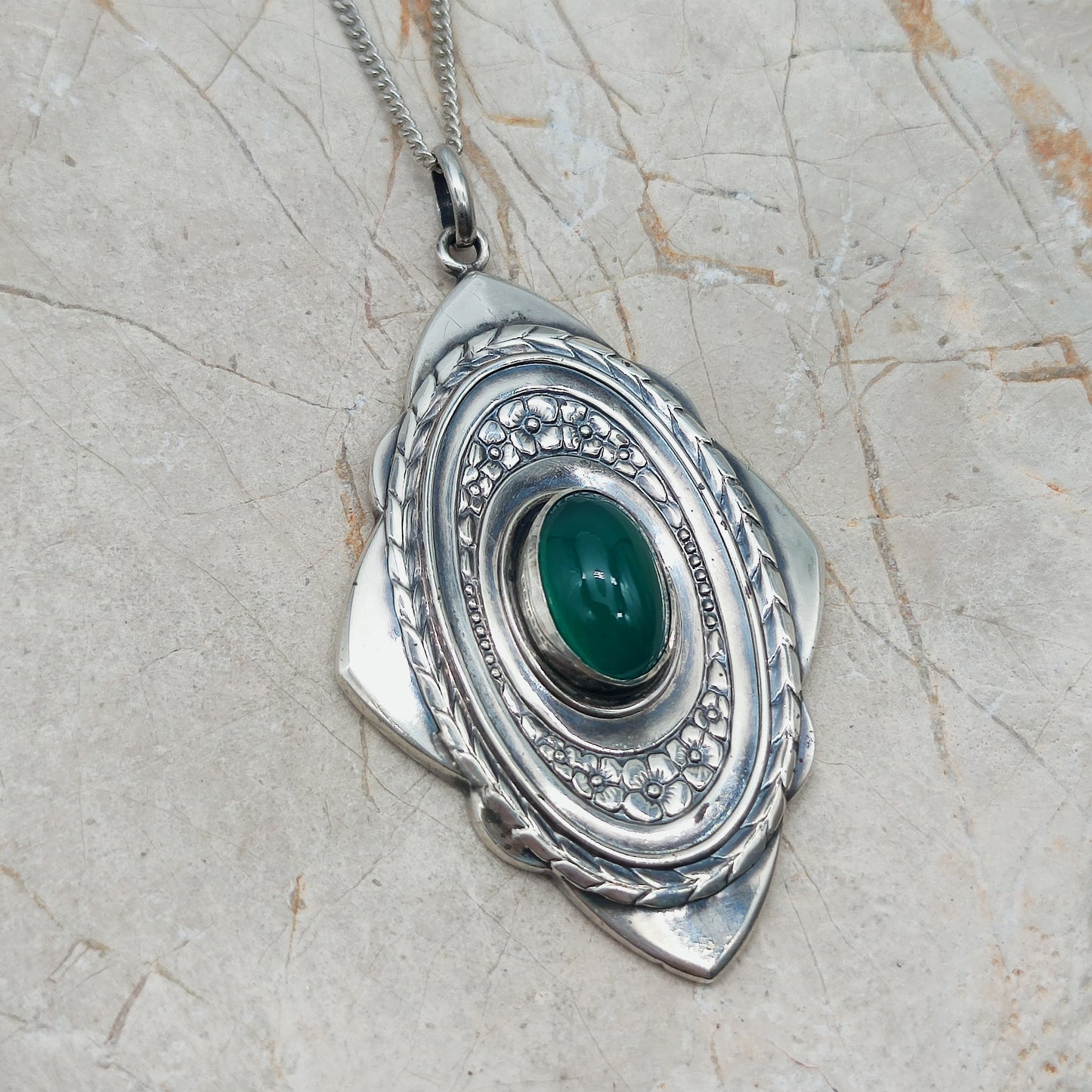 Vintage Art Deco Silver Flower pendant