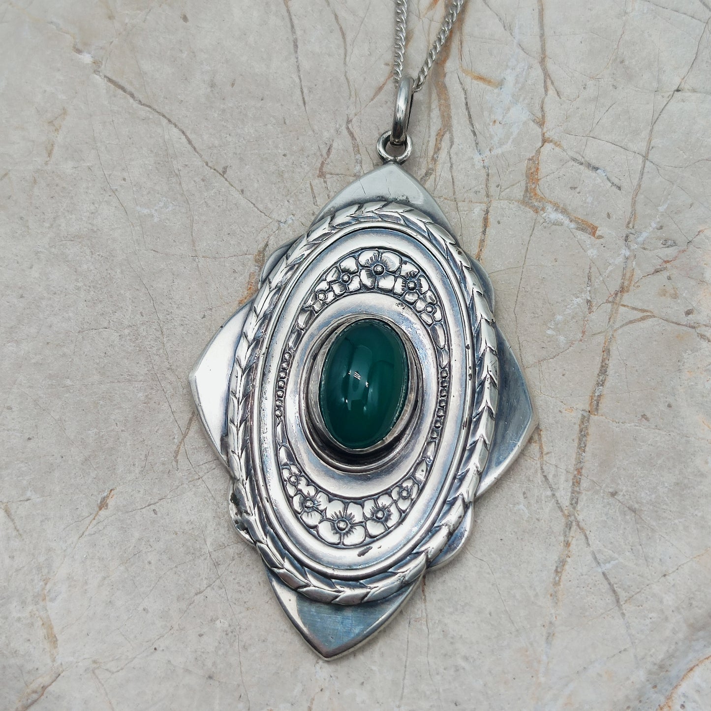 Vintage Art Deco Silver Flower pendant