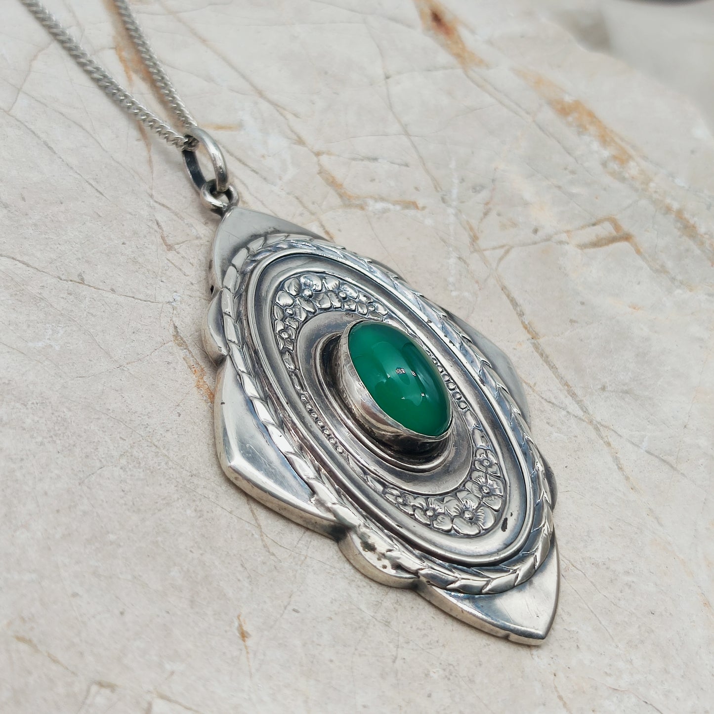 Vintage Art Deco Silver Flower pendant