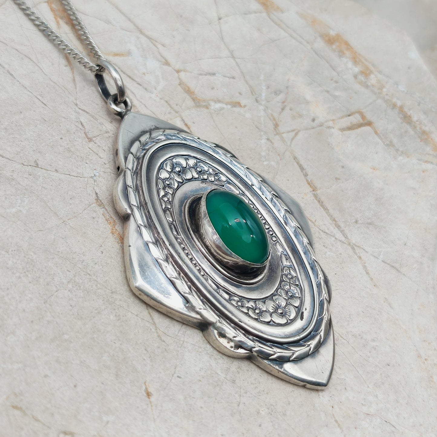 Vintage Art Deco Silver Flower pendant