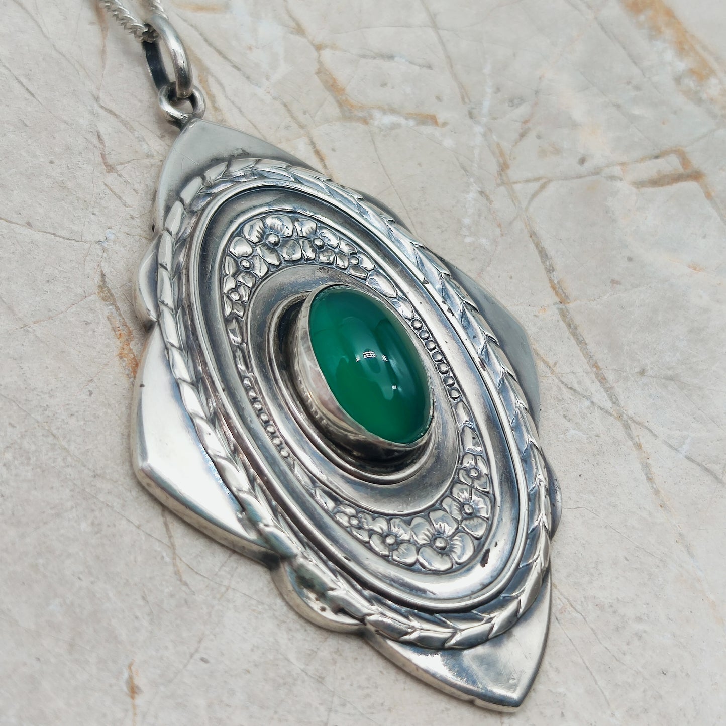 Vintage Art Deco Silver Flower pendant