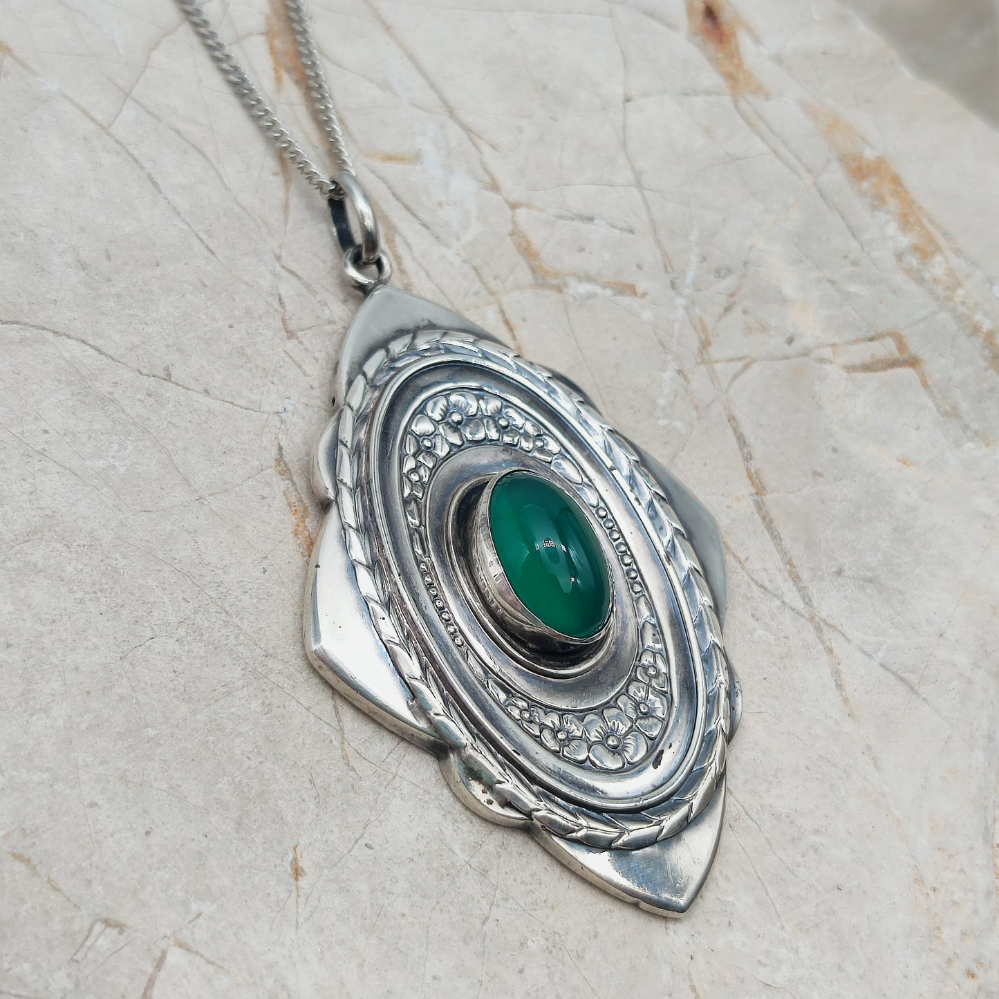 Vintage Art Deco Silver Flower pendant