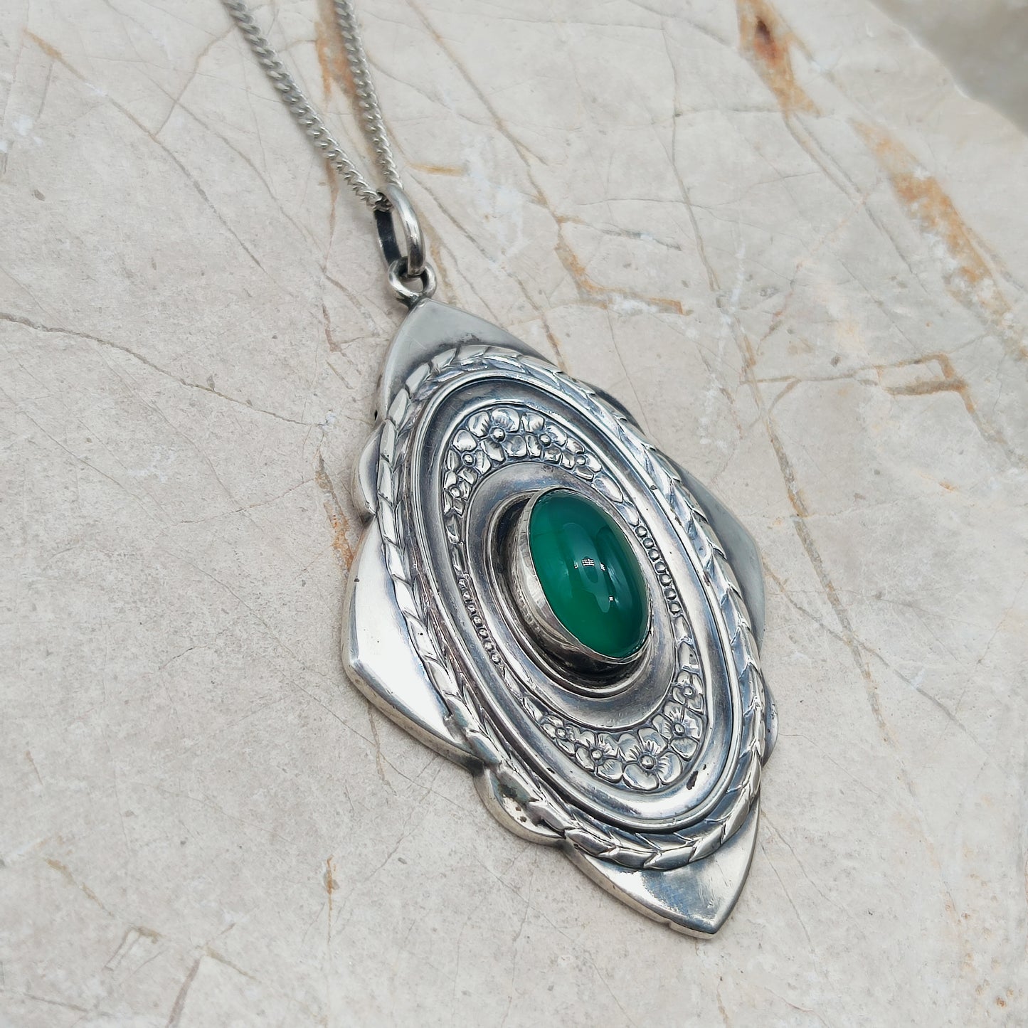 Vintage Art Deco Silver Flower pendant