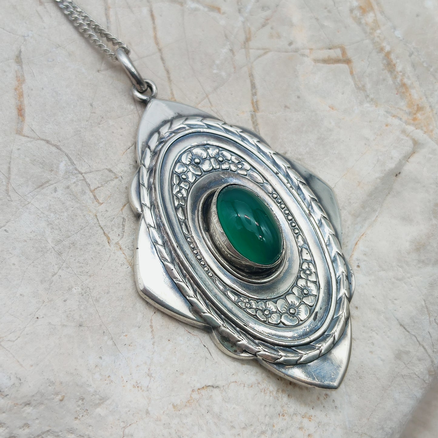 Vintage Art Deco Silver Flower pendant