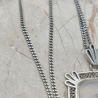 Vintage Dutch silver banded agate pendant 1920s–1930s