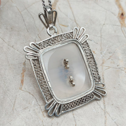 Vintage Dutch silver banded agate pendant 1920s–1930s