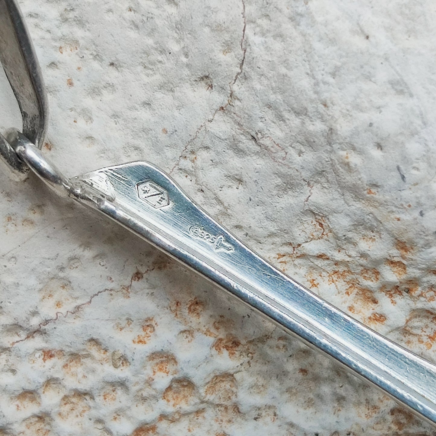 Dutch silver pendant with garnet Art Deco inspired 1970s