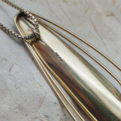 Sixties Gold plated Silver Pendant by Fischland Schmuck with Amber