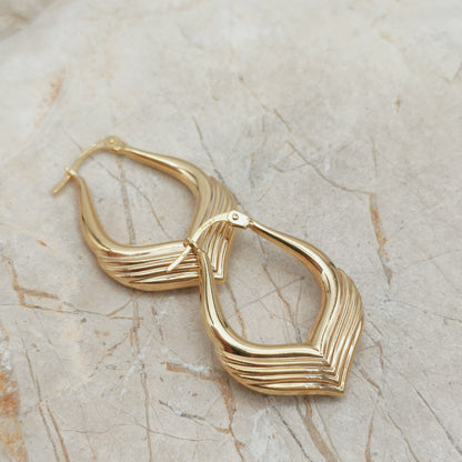 Vintage 9ct Gold Sculptural Hoop Earrings