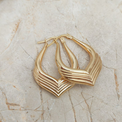 Vintage 9ct Gold Sculptural Hoop Earrings