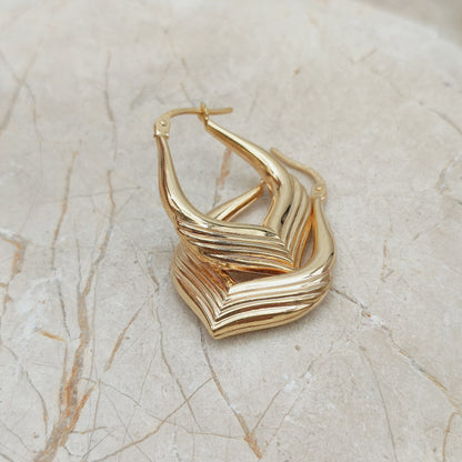 Vintage 9ct Gold Sculptural Hoop Earrings