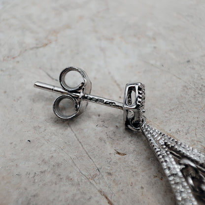 9ct White Gold Diamond and Pink Sapphire Chandelier Earrings