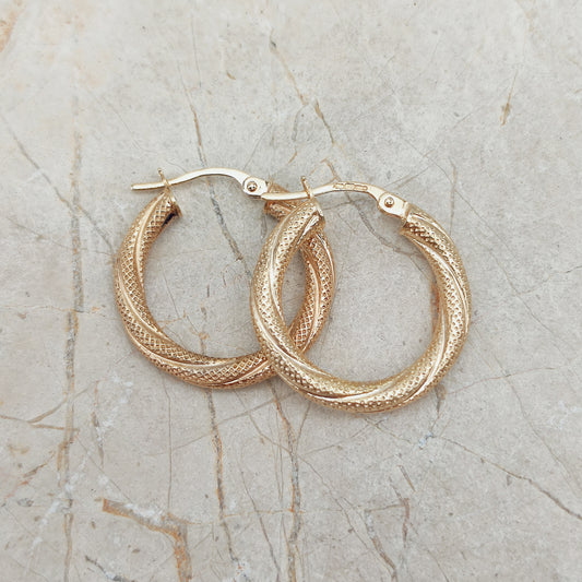 Vintage 9ct Gold Hoop Earrings by UnoAErre